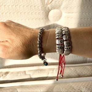 Lot of 3 Sliver Beaded Bracelets